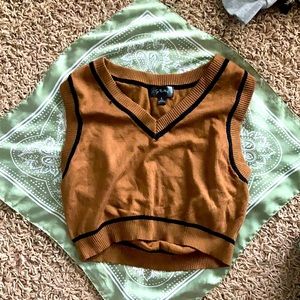 PacSun Cropped Brown Sweater Vest. Medium.